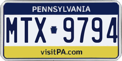 PA license plate MTX9794