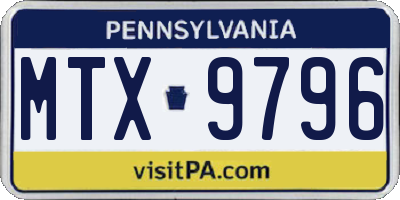 PA license plate MTX9796
