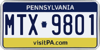 PA license plate MTX9801