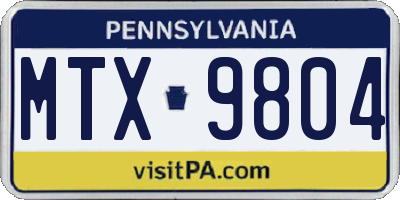 PA license plate MTX9804