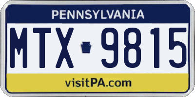 PA license plate MTX9815