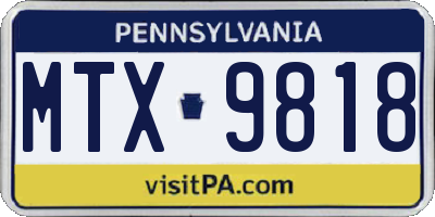 PA license plate MTX9818