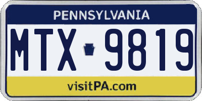 PA license plate MTX9819