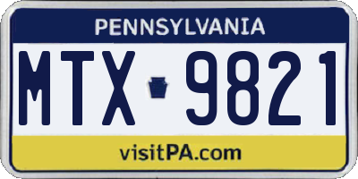 PA license plate MTX9821