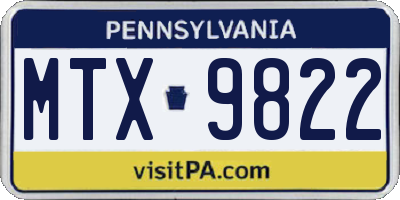 PA license plate MTX9822