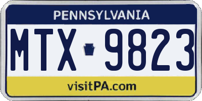 PA license plate MTX9823