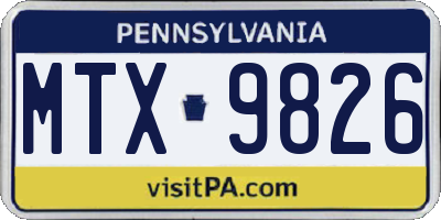 PA license plate MTX9826