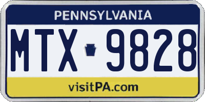 PA license plate MTX9828