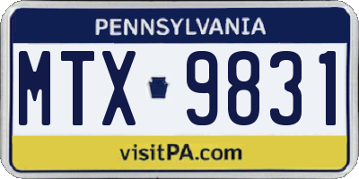PA license plate MTX9831