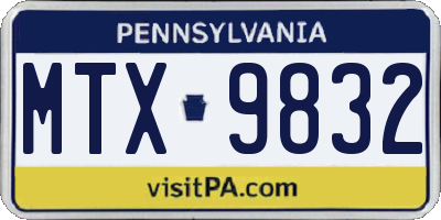 PA license plate MTX9832