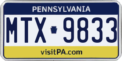 PA license plate MTX9833