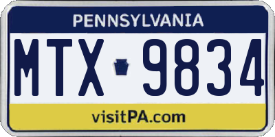 PA license plate MTX9834