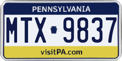 PA license plate MTX9837