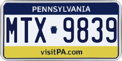 PA license plate MTX9839