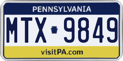 PA license plate MTX9849