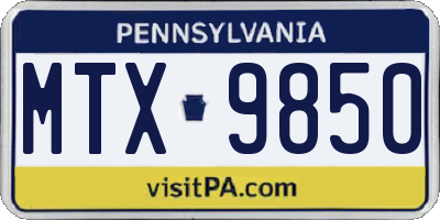 PA license plate MTX9850