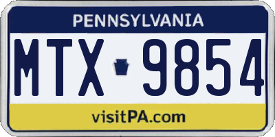 PA license plate MTX9854