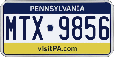 PA license plate MTX9856