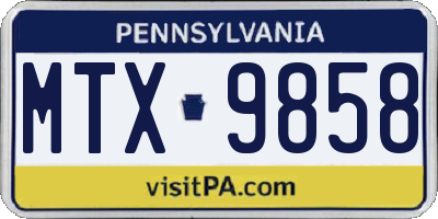 PA license plate MTX9858