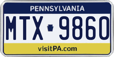 PA license plate MTX9860