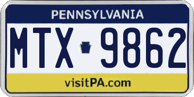 PA license plate MTX9862