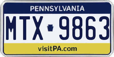 PA license plate MTX9863