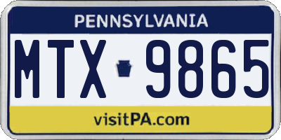 PA license plate MTX9865