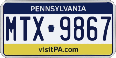 PA license plate MTX9867