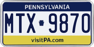 PA license plate MTX9870