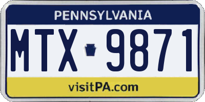 PA license plate MTX9871
