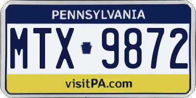 PA license plate MTX9872