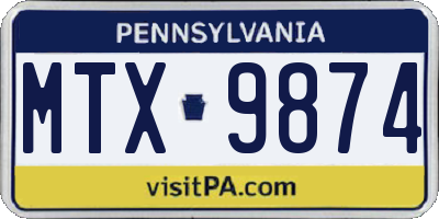 PA license plate MTX9874