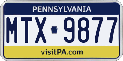 PA license plate MTX9877
