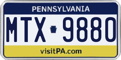 PA license plate MTX9880