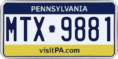PA license plate MTX9881