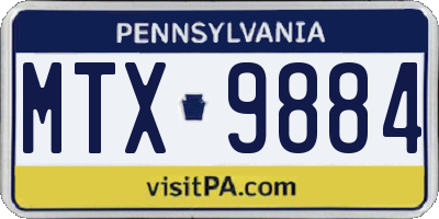 PA license plate MTX9884