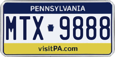 PA license plate MTX9888