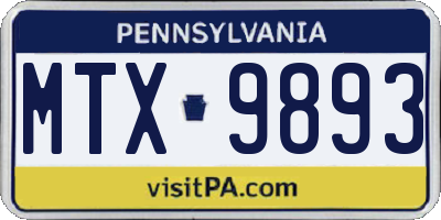 PA license plate MTX9893