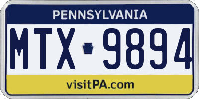 PA license plate MTX9894
