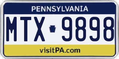PA license plate MTX9898