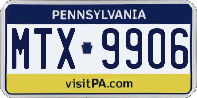 PA license plate MTX9906