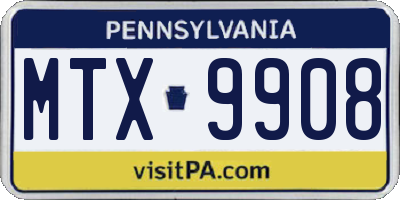 PA license plate MTX9908