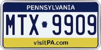 PA license plate MTX9909