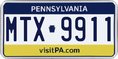 PA license plate MTX9911