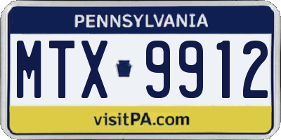 PA license plate MTX9912