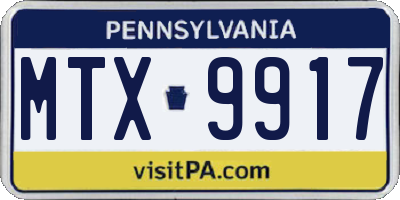 PA license plate MTX9917