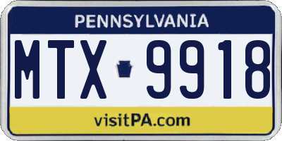 PA license plate MTX9918