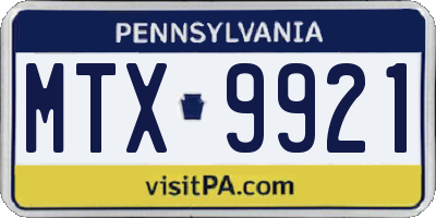 PA license plate MTX9921
