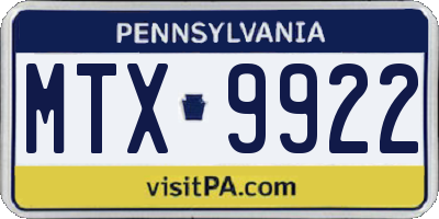 PA license plate MTX9922
