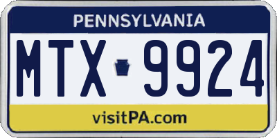 PA license plate MTX9924
